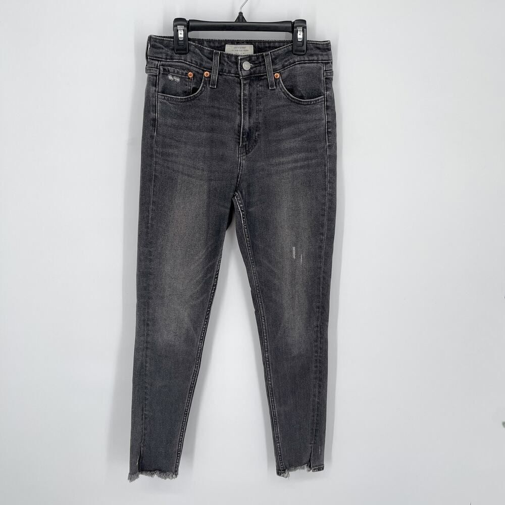Levi's Altered 721 High Rise Skinny Jeans Womens 27 Partial Raw Hem Faded Black